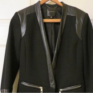 Dynamites black blazer with leather sleeves
